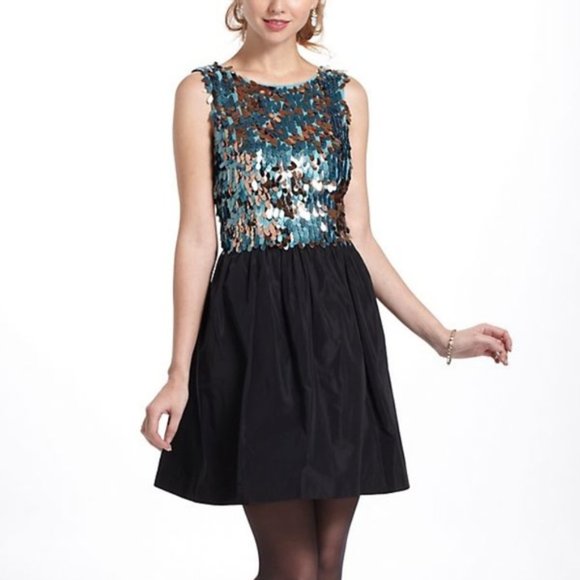 NWT Plenty by Tracy Reese Paillette Flutter Sequin Taffeta Mini Dress Size 8P - Picture 1 of 11